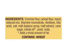 Mini pretzels ingredients label with wheat; enriched flour and salt listed