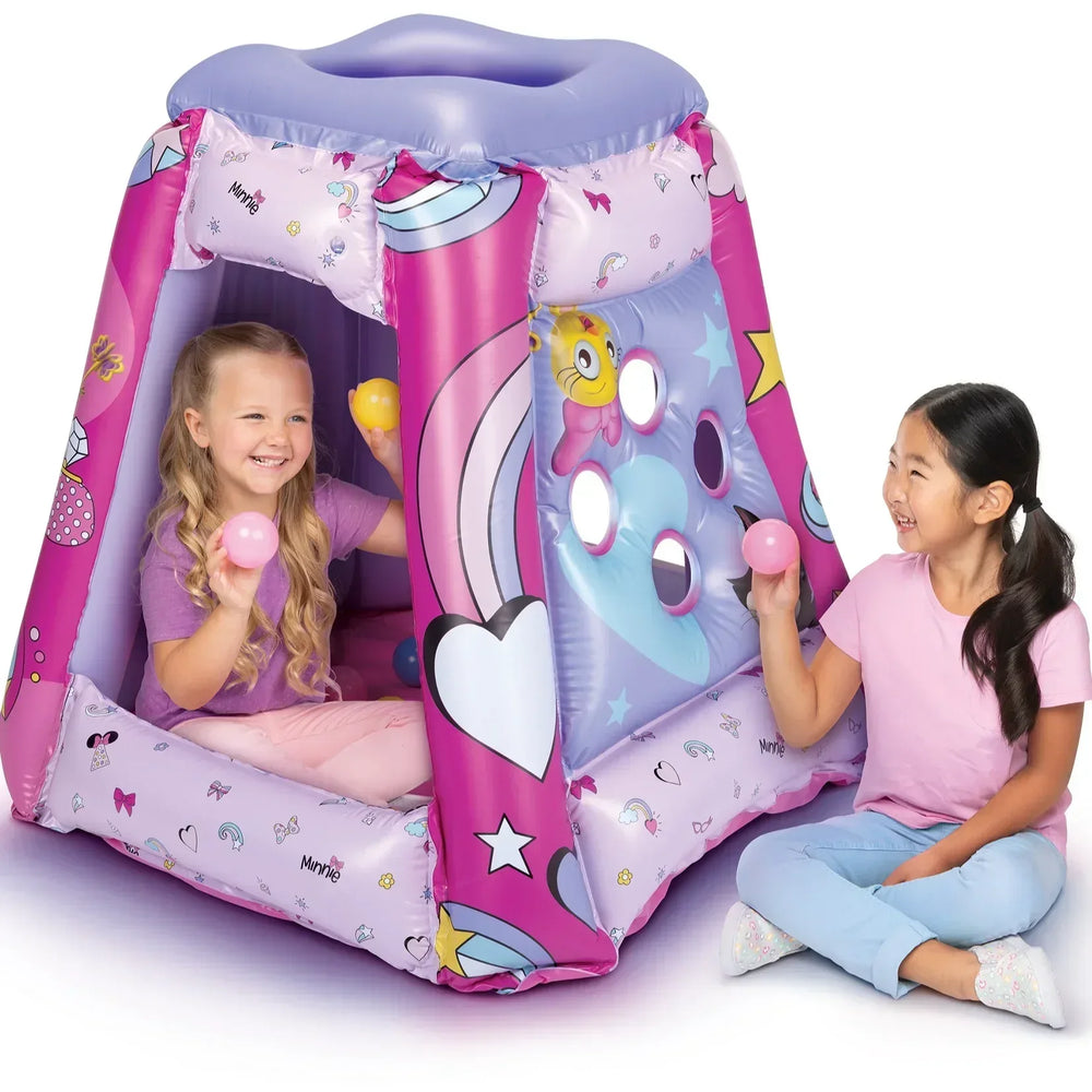 Minnie Mouse Preschool Indoor Inflatable Ball Pit Playland with 20 Soft Flex Balls, Ages 2-4, Pink - USA MEGA SHOP