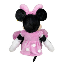 Minnie Mouse plush toy with large black ears and pink bow, standing