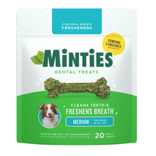Minties dental bone treat bag for medium dogs with green chews, 20 count