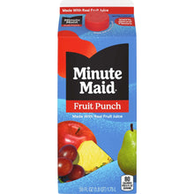 Fruit punch juice drink carton with red cap and blue front panel