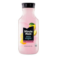 Minute Maid zero sugar pink lemonade bottle front view with lemon graphic