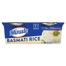 Minute basmati rice cups, ready in 1 minute, blue and cream package front