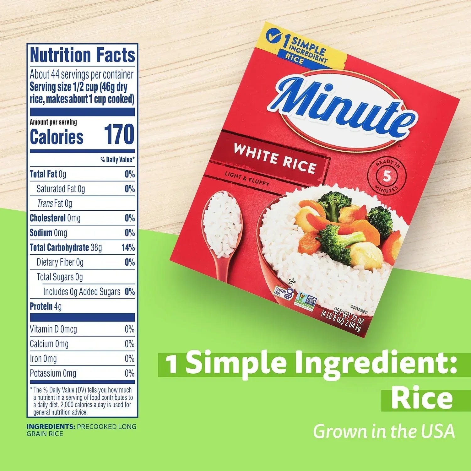 Minute Instant Light and Fluffy White Rice, 72oz.