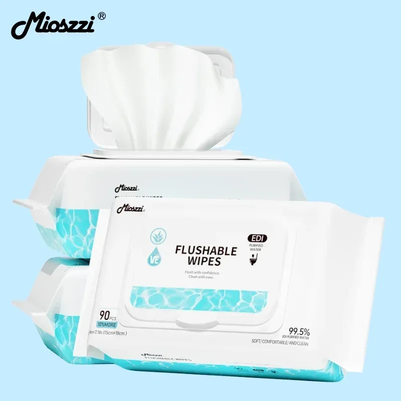 Mioszzi XL Flushable Toilet Wet Wipes For Adults Unscented Aloe 270wipes - USA MEGA SHOP
