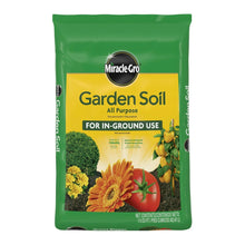 Miracle-Gro Garden Soil all-purpose in-ground use bag front with flowers and vegetables