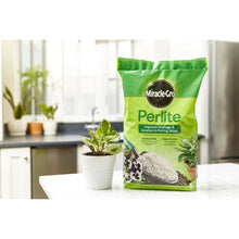 Miracle-Gro Perlite potting mix amendment bag with visible granules and plant pot