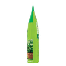 Perlite amendment bag back panel with plant and soil graphic details