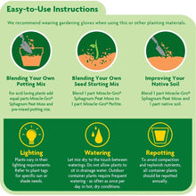 Sphagnum peat moss bag back panel with easy-to-use instruction graphics
