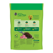Sphagnum peat moss bag back view with printed information blocks