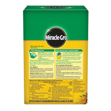 Miracle-Gro water soluble plant food box with green top and yellow back label