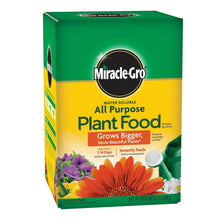 Miracle-Gro all-purpose water-soluble plant food box with green top and yellow label
