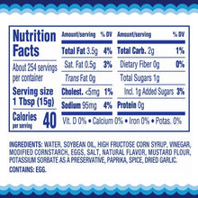 Nutrition Facts panel for Miracle Whip mayo-like dressing, 1 tsp (15g) serving