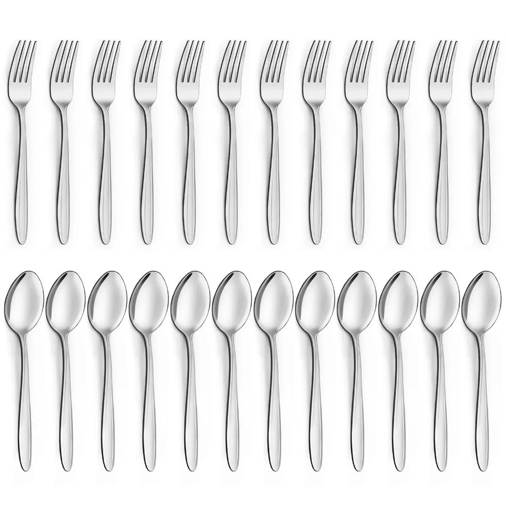 Mirdinner Dinner Forks and Spoons Set, Stainless Steel Silverware Flatware Set, Salad Fork and Soup Spoon, Using for Home, Kitchen or Restaurant, Mirror Polished, Dishwasher Safe - USA MEGA SHOP
