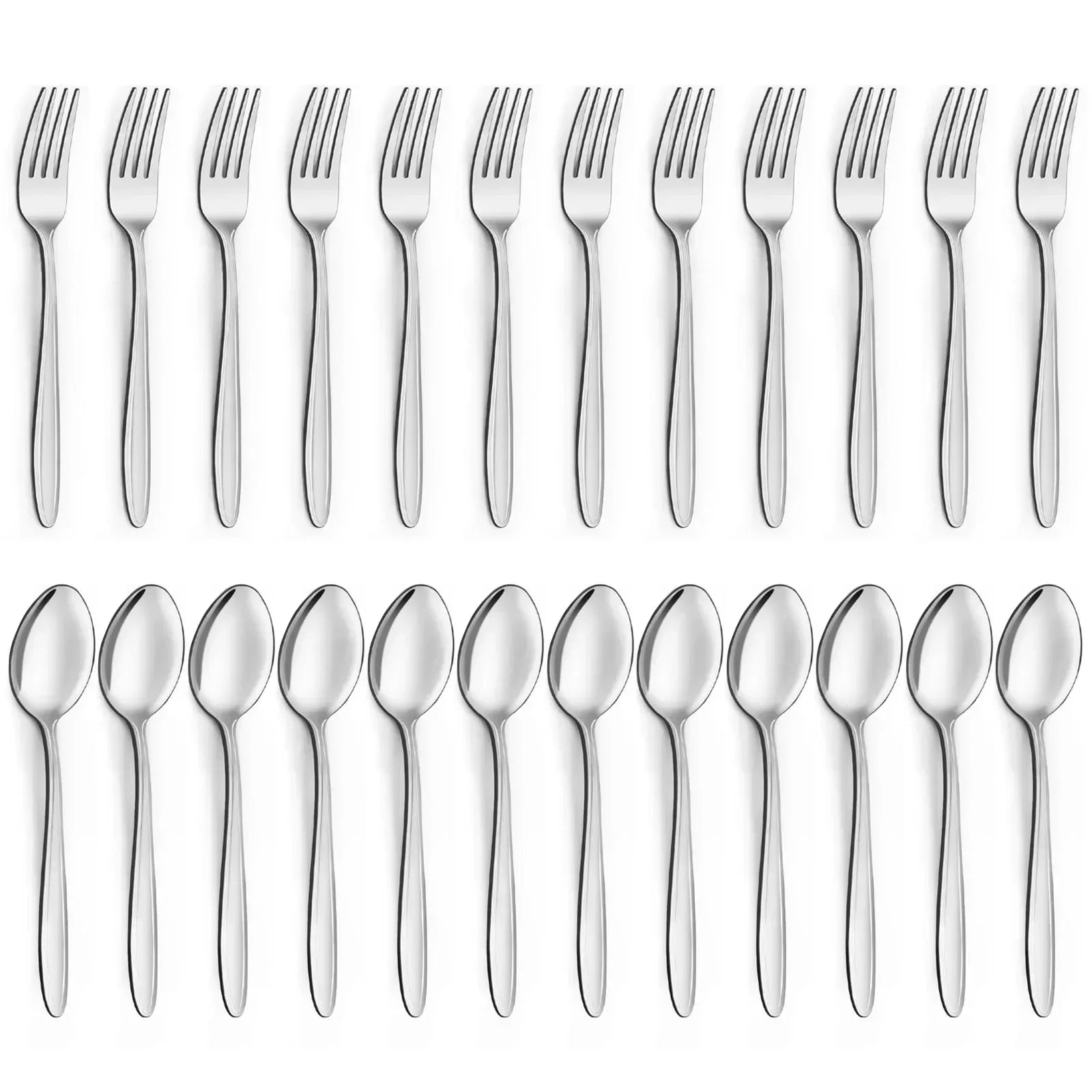 Mirdinner Dinner Forks and Spoons Set, Stainless Steel Silverware Flatware Set, Salad Fork and Soup Spoon, Using for Home, Kitchen or Restaurant, Mirror Polished, Dishwasher Safe