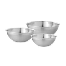 Stainless steel mixing bowl set of three, round bowls with smooth polished finish