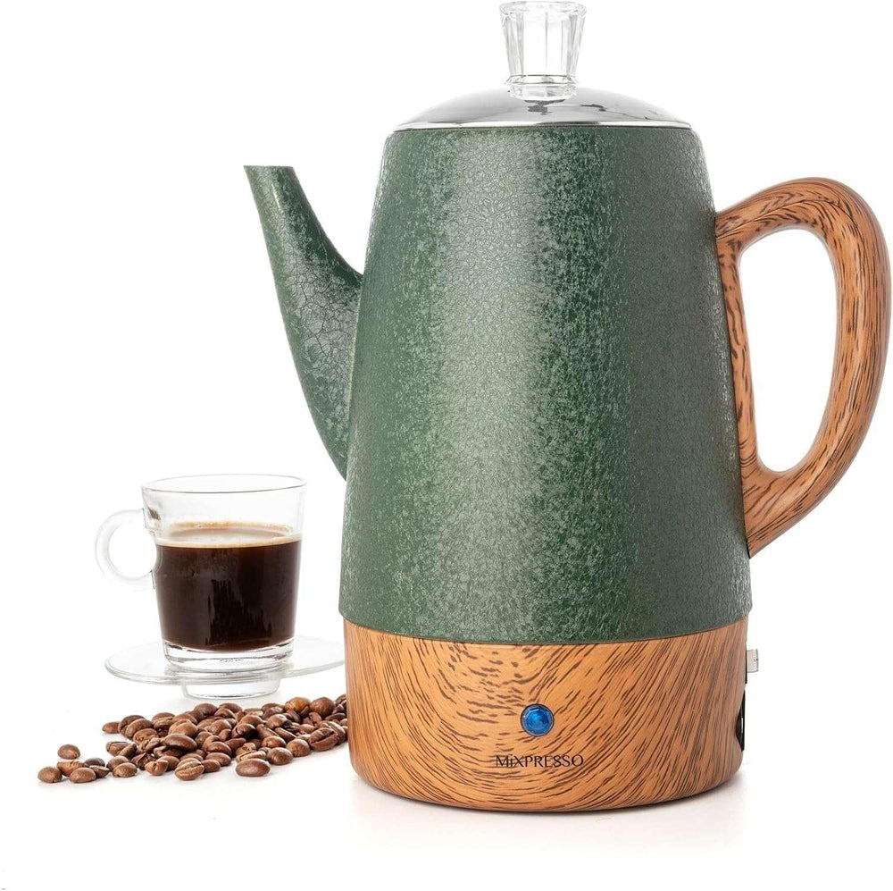 Mixpresso Percolator Coffee Pot Electric 10 Cup, Stainless Steel Coffee Maker, Coffee Percolator Electric With Keep Warm Function, 10 Cups Stainless Steel Perculator With Basket (Shiny Blue) - USA MEGA SHOP