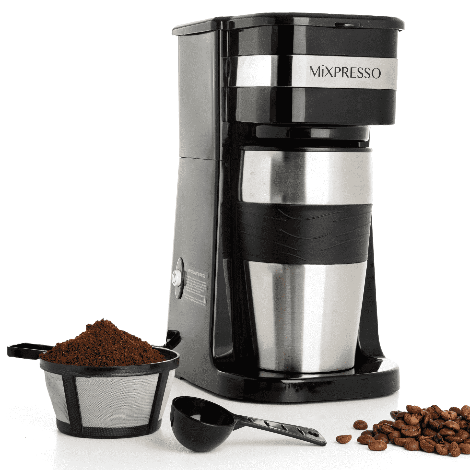 Mixpresso 1-Cup Drip Coffee Maker, Personal Single Serve Coffee Maker & 14oz Travel Mug - USA MEGA SHOP