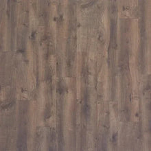 Rust-brown wood plank laminate flooring with visible grain texture