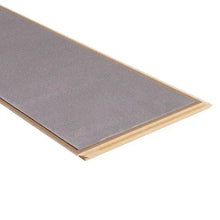 Gray-lavender wood plank laminate flooring board with layered edge details