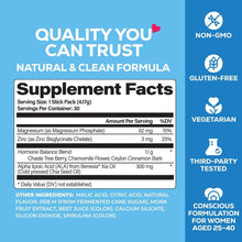 Molo Hormone Balance supplement facts label with magnesium, zinc, and blend table