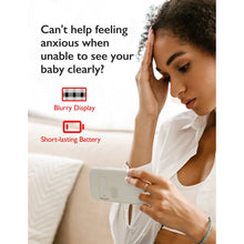 Baby video monitor handheld in hand with compact power device, white