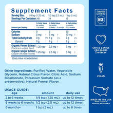 Supplement Facts and usage guide panel for baby gripe water original liquid