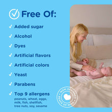 Free Of checklist ingredients panel with mommy holding baby and No-Need stamp