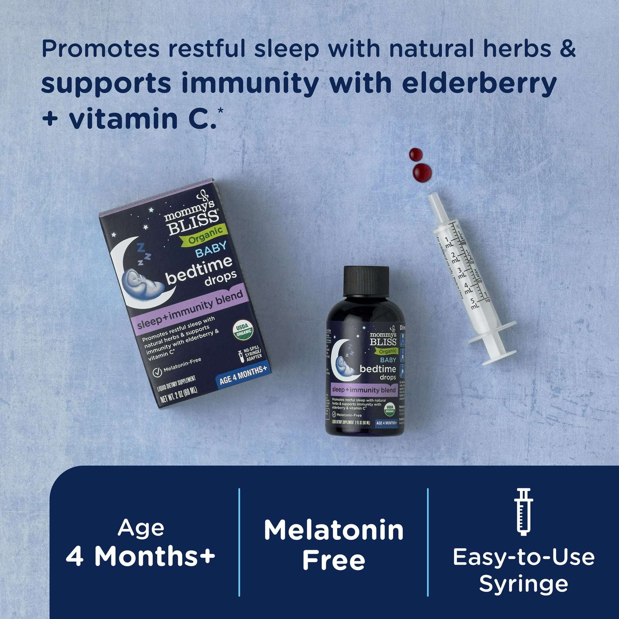 Mommy's Bliss Organic Baby Bedtime Drops, Melatonin-Free, Restful Sleep & Immunity, 2 fl oz