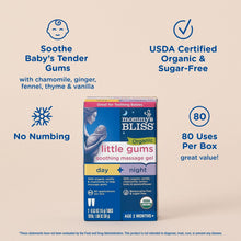 Organic sugar-free baby gum soothing gel box with certification icons