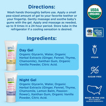 Day and night organic soothing gel tubes with directions panel