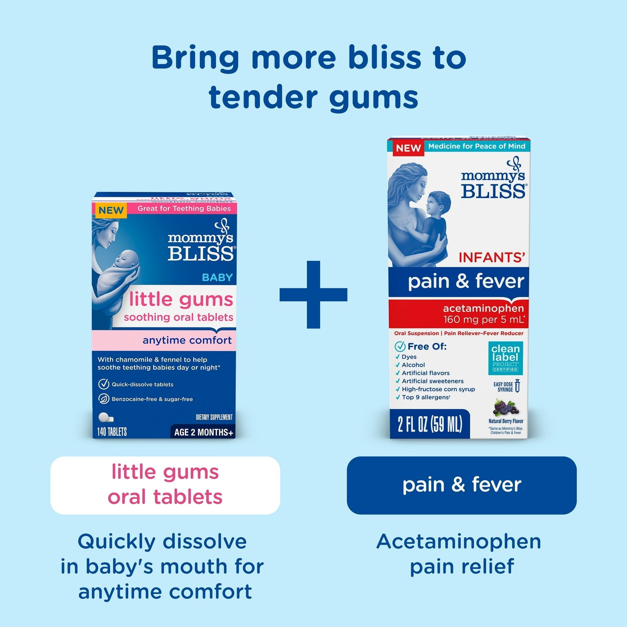 Mommy's Bliss Baby Gum Massage Organic Gel, Day & Night, 1.06 oz, 2 Pack