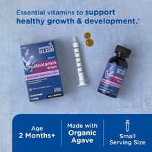 Baby multivitamin drops box, bottle, and small syringe for dosing