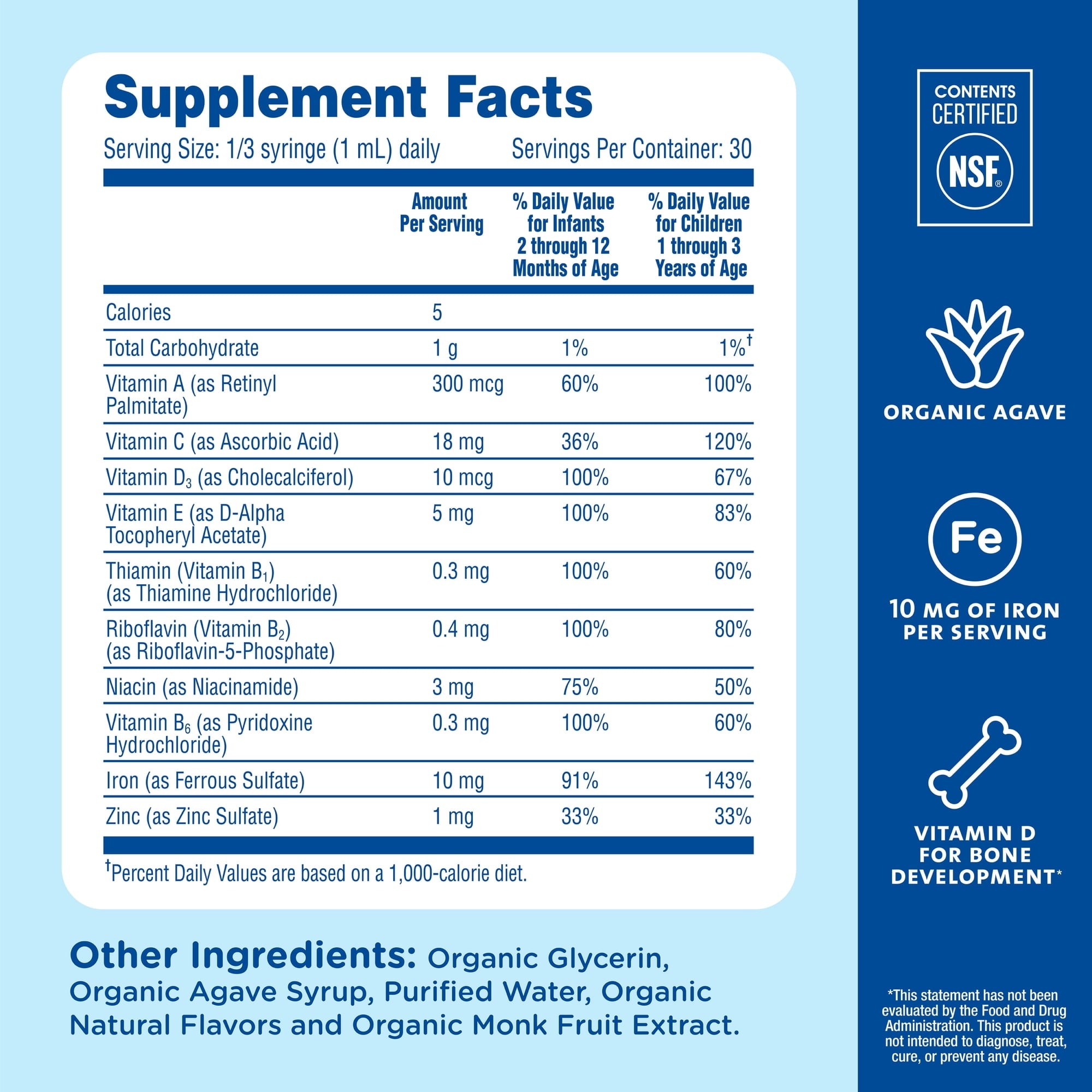 Mommy's Bliss Baby Multivitamin and Iron Dietary Supplement, Grape Flavor, 30 ml