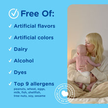 Mother holding a baby with free-from ingredient claims