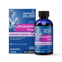 Baby multivitamin drops bottle and box, essential vitamins and iron, 30 ml