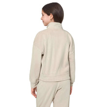 Youth zip-up tracksuit set in beige, back view showing hoodless collar and hem