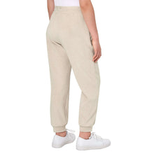 Beige youth jogger pants with elastic waistband and cuffed hems.