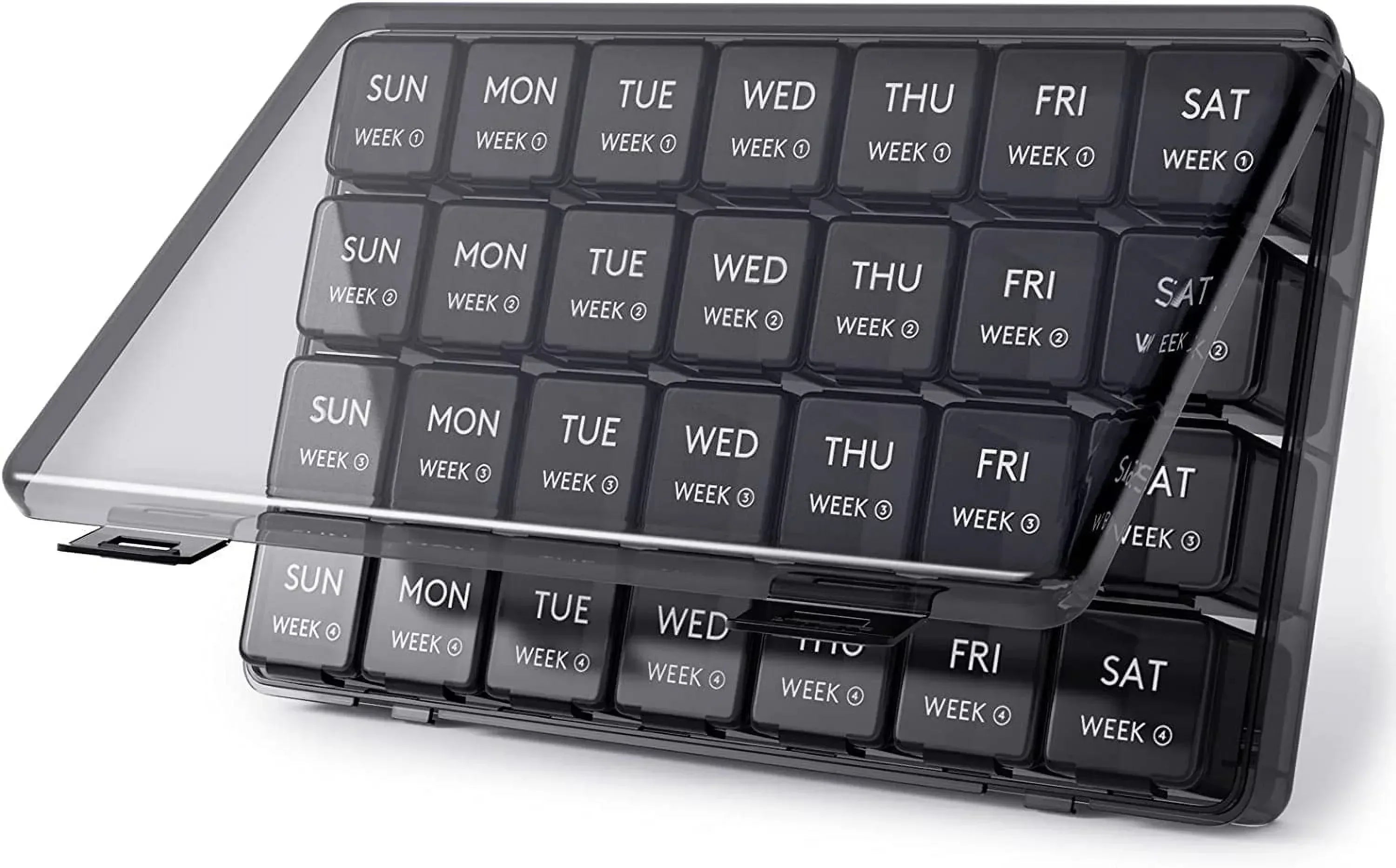Monthly Pill Organizer, 28 Days, Compact, Portable for Elderly Parents, Patients (28 Grids)