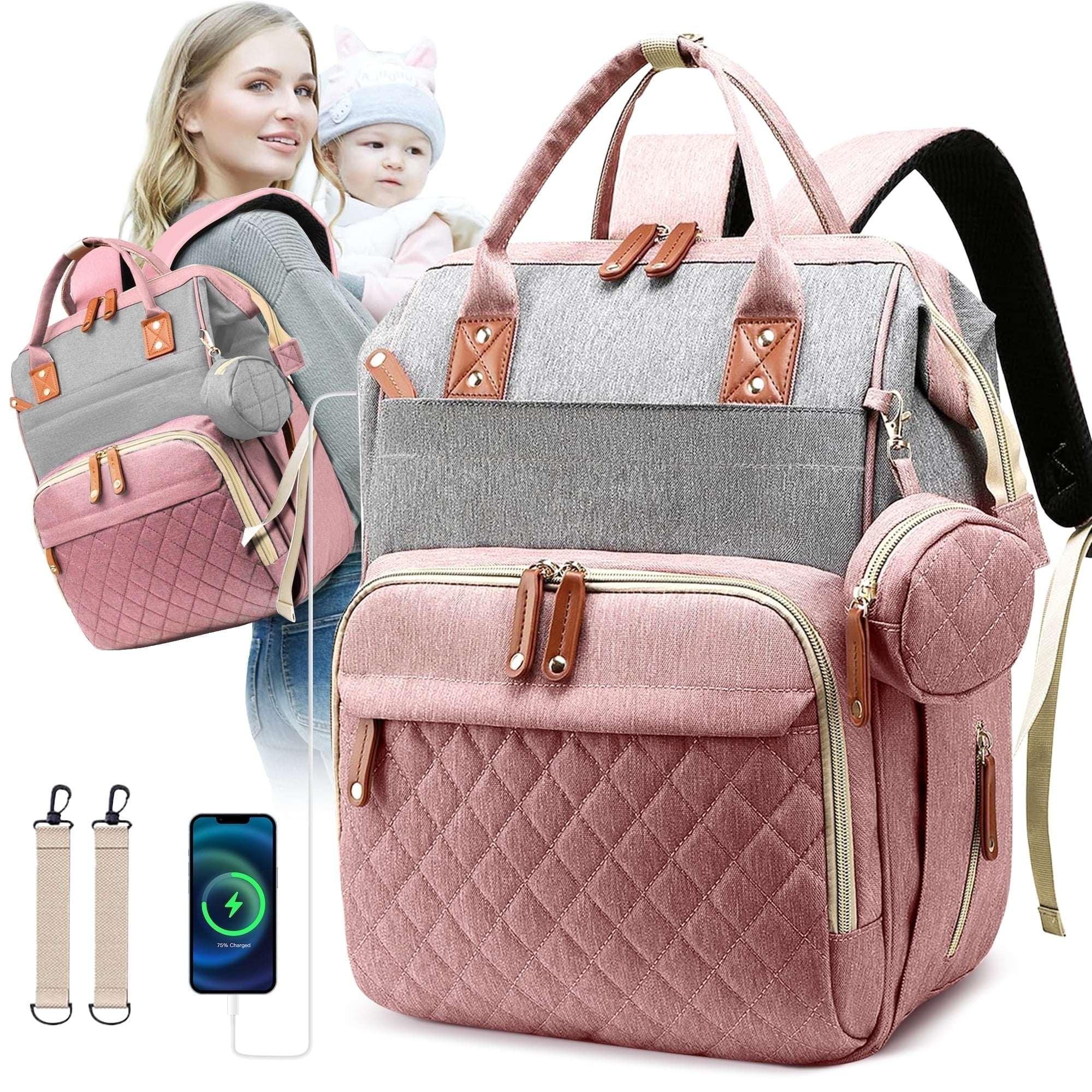 Morfone Baby Diaper Bag Backpack, Multifunction Waterproof Baby Bag with USB Charging Port, Stroller Straps & Pacifier Case Unisex, Colorful