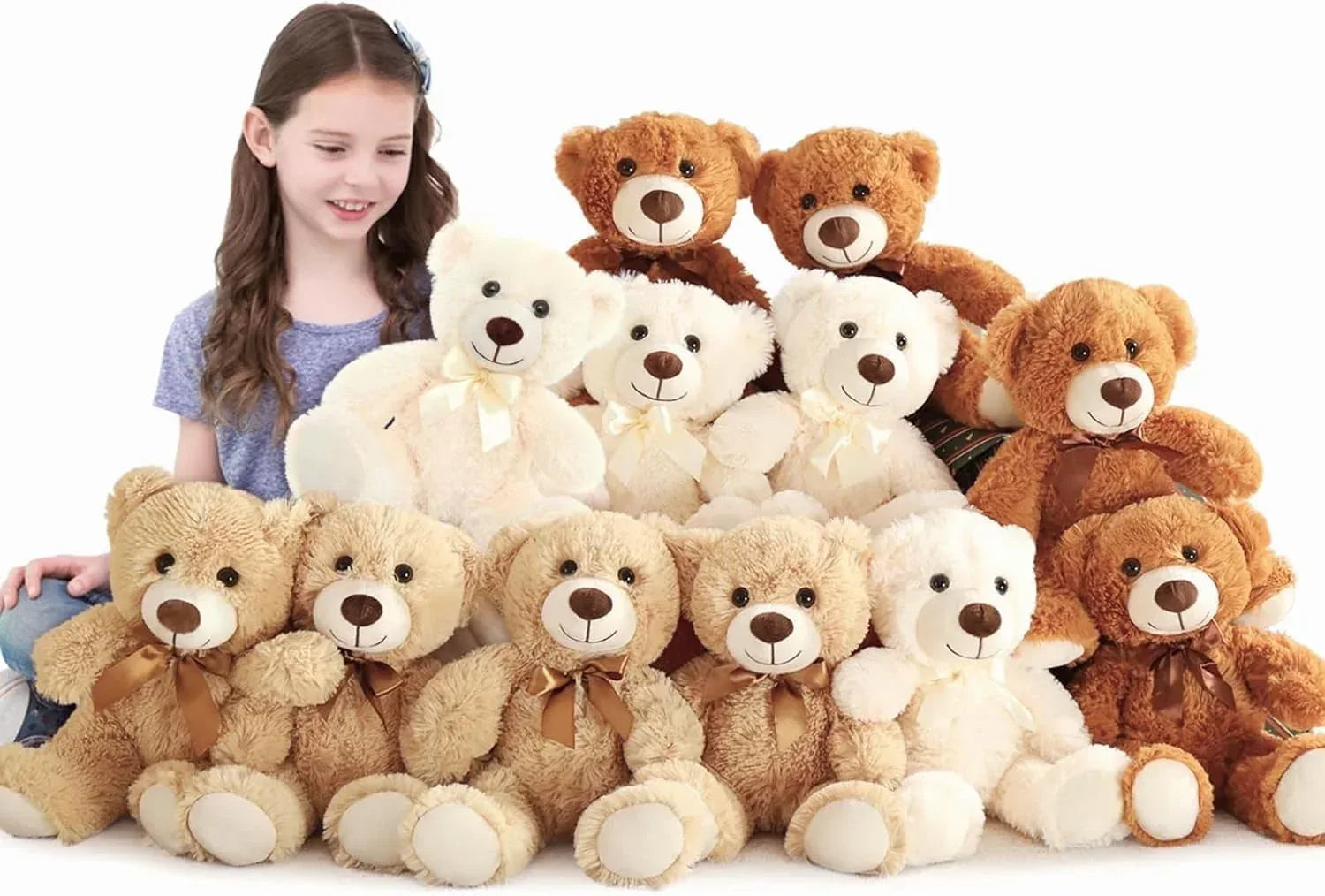 MorisMos 5 Packs Teddy Bears 14'' Bulk Stuffed Animals Plush Bear