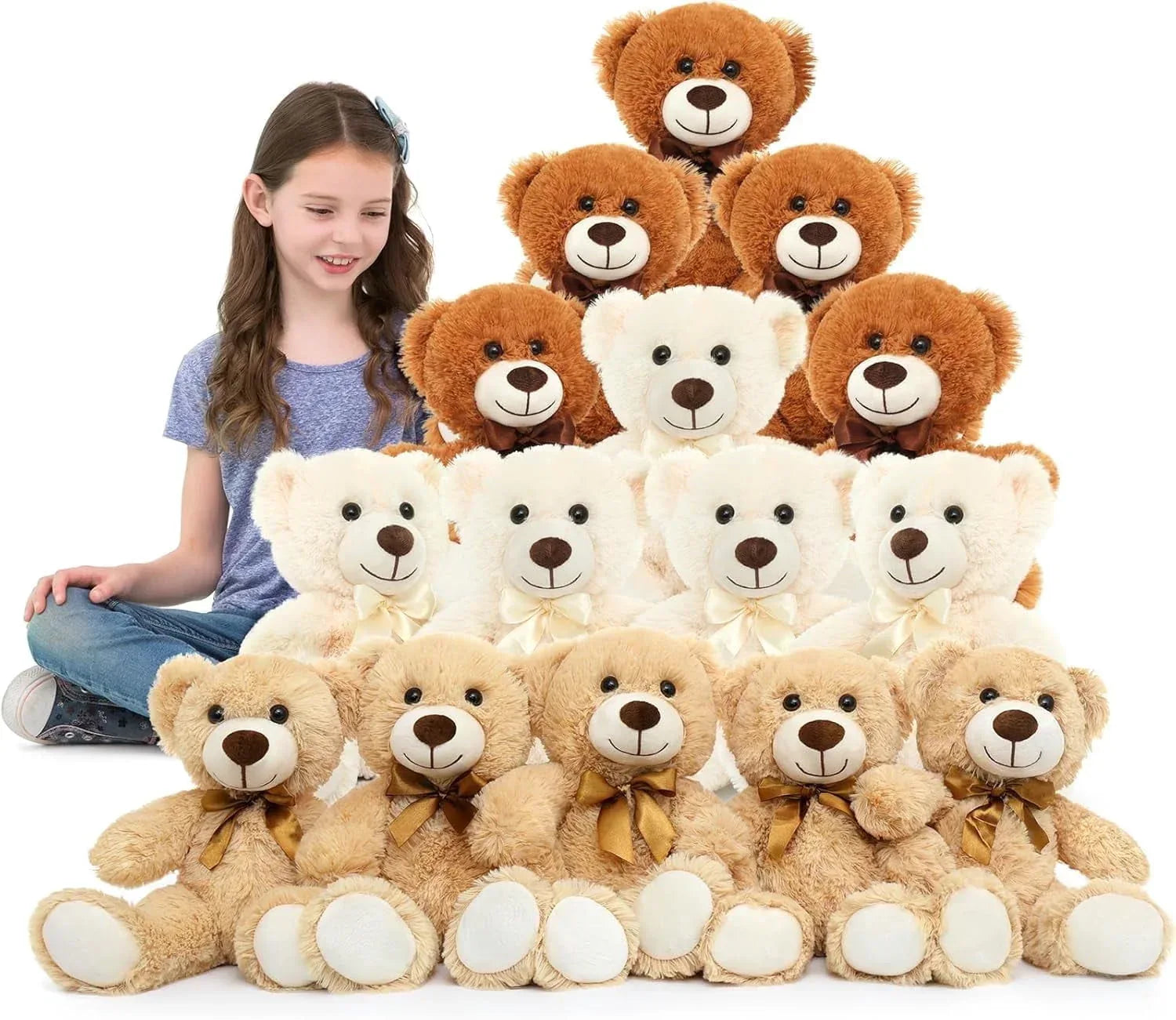 MorisMos 5 Packs Teddy Bears 14'' Bulk Stuffed Animals Plush Bear