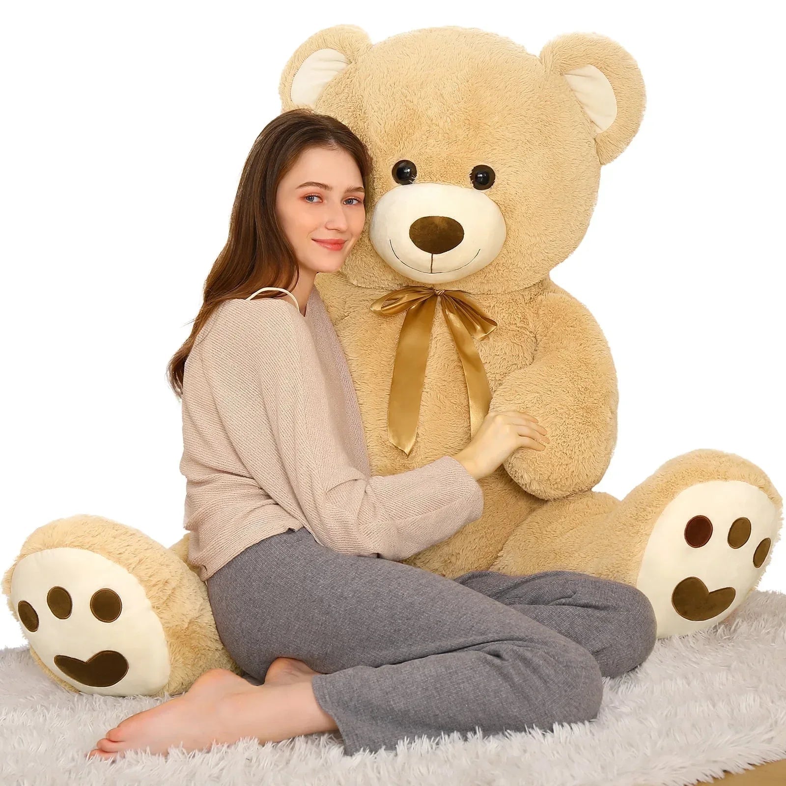 MorisMos 4ft Giant Brown Teddy Bear Stuffed Animal, Big Teddy Bear Plush