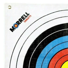 80 cm target face corner with logo and partial concentric ring lines on white fabric