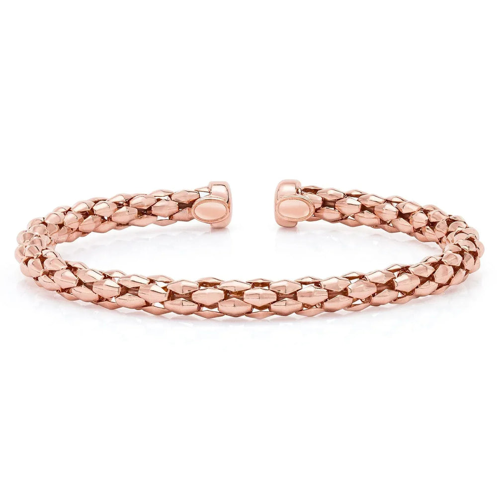 Mosaic Chain Bangle Bracelet Set in Sterling Silver & 18K Gold Plated - USA MEGA SHOP