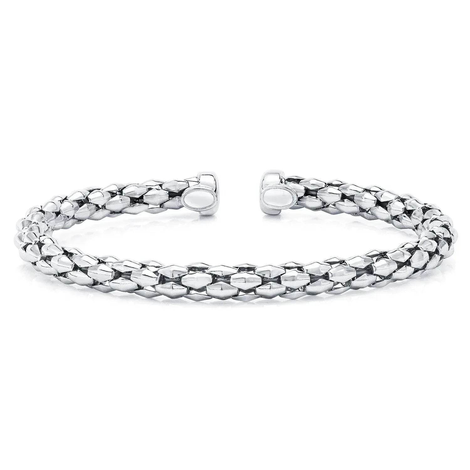 Mosaic Chain Bangle Bracelet Set in Sterling Silver & 18K Gold Plated - USA MEGA SHOP