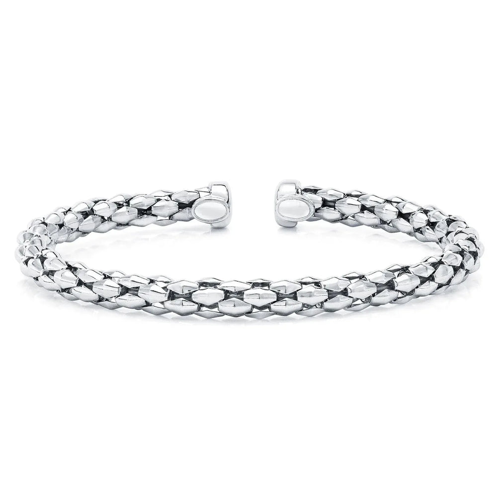 Mosaic Chain Bangle Bracelet Set in Sterling Silver & 18K Gold Plated - USA MEGA SHOP