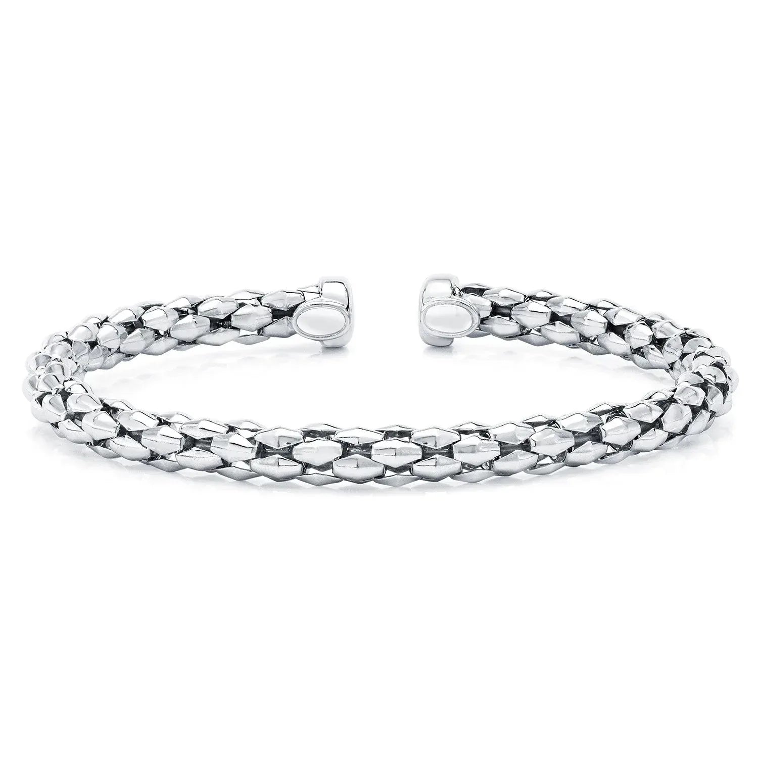 Mosaic Chain Bangle Bracelet Set in Sterling Silver & 18K Gold Plated