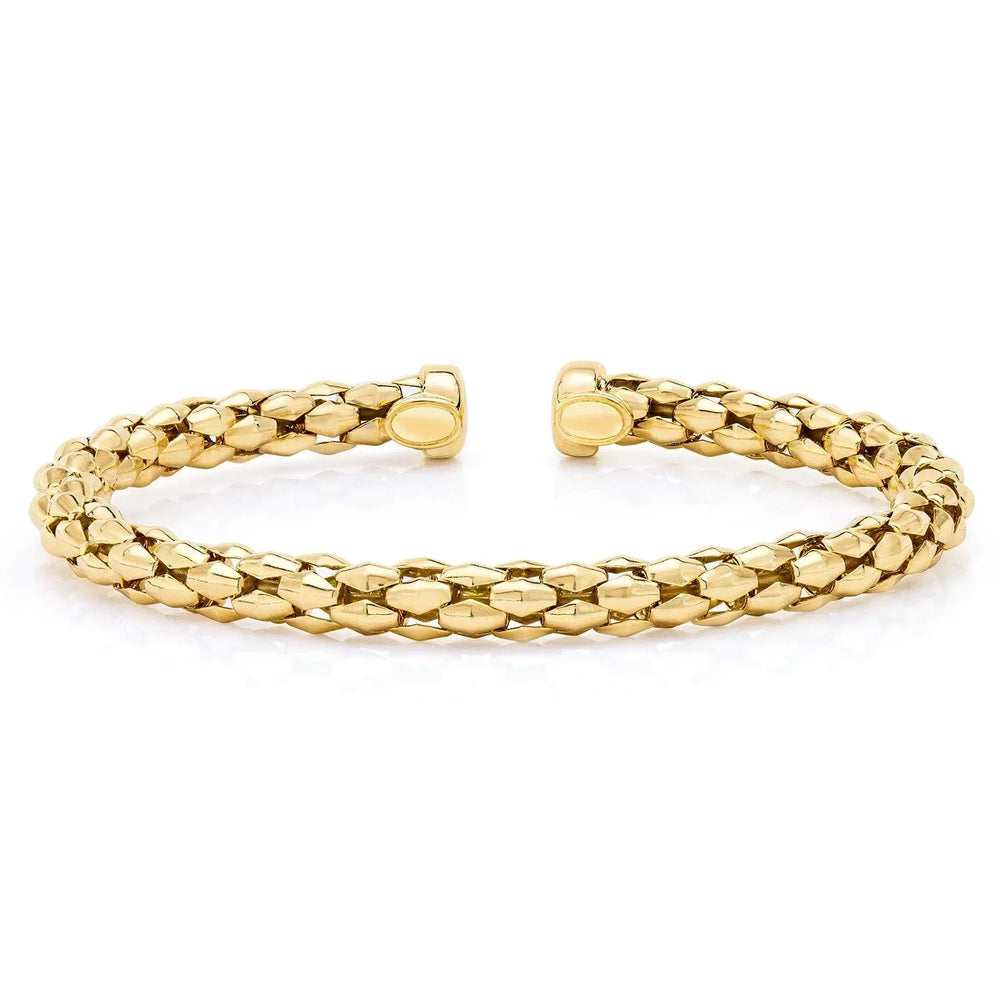 Mosaic Chain Bangle Bracelet Set in Sterling Silver & 18K Gold Plated - USA MEGA SHOP