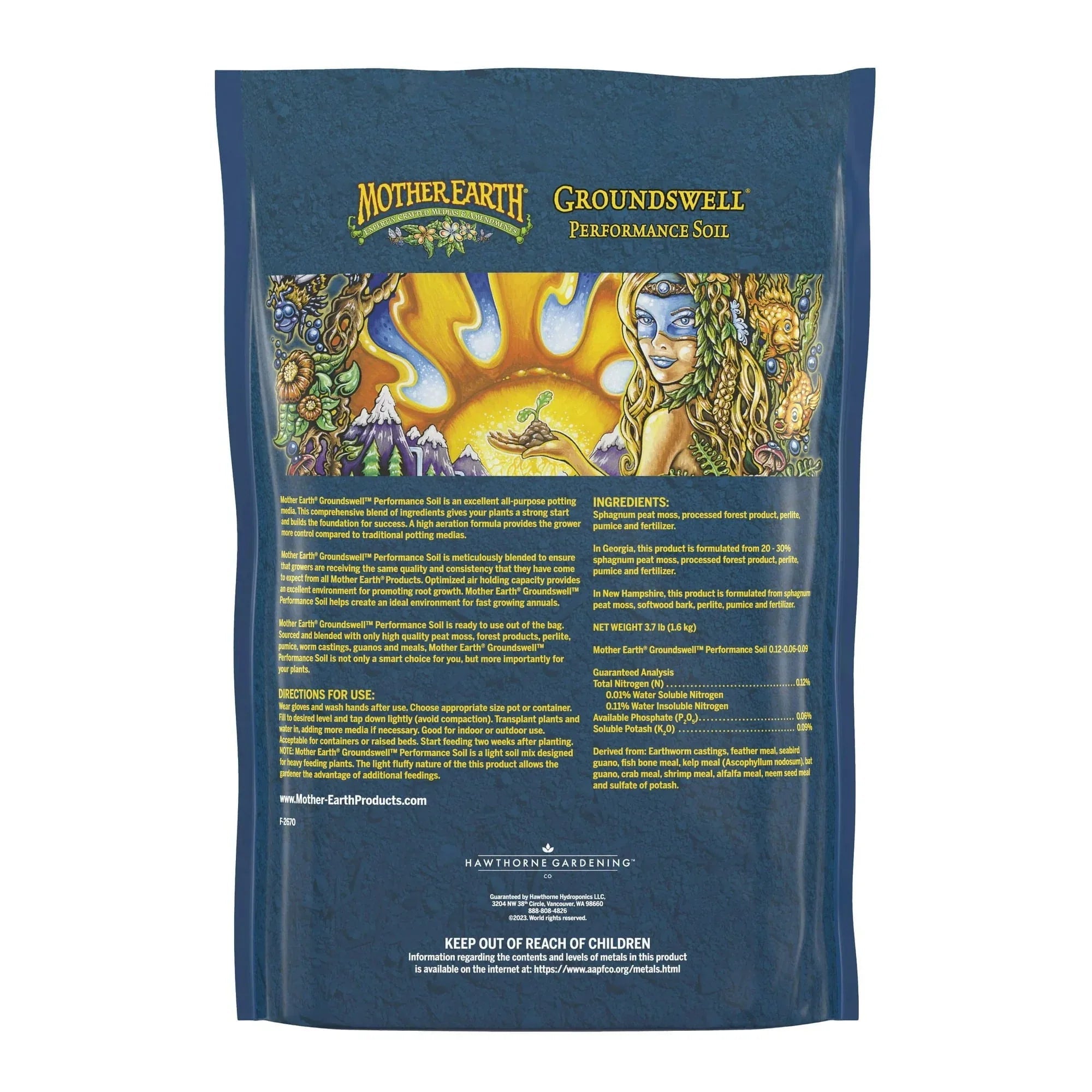 Mother Earth Groundswell Performance Soil, All-Purpose Potting Soil for Root Growth, 8 qt.
